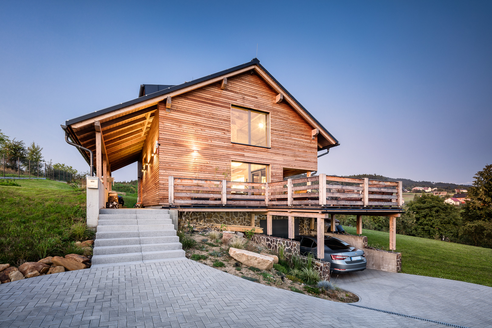 Modern wooden newbuild in the Beskydy Mountains